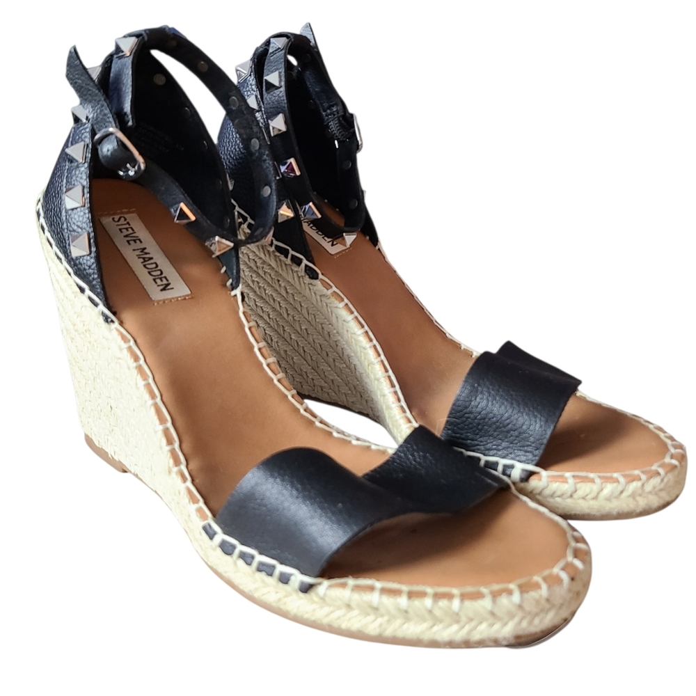 STEVE MADDEN | PRESTO LEATHER | WEDGE ESPADRILLES | SIZE 8.5 - Picture 5 of 10